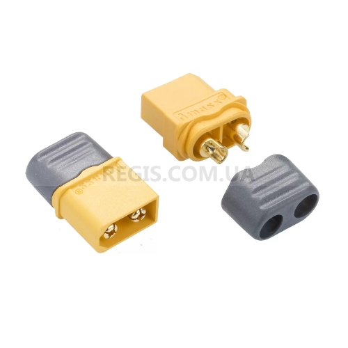 Роз'єм Amass XT60H-M оригінал (штекер, 60А, жовтий, тато з ковпачком), 50 шт