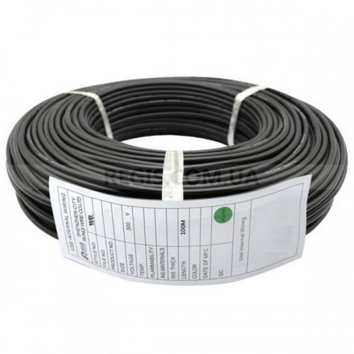 Провод силиконовый 20 AWG, 0.5 кв. мм, 100x0.08, чёрный, 50 метров